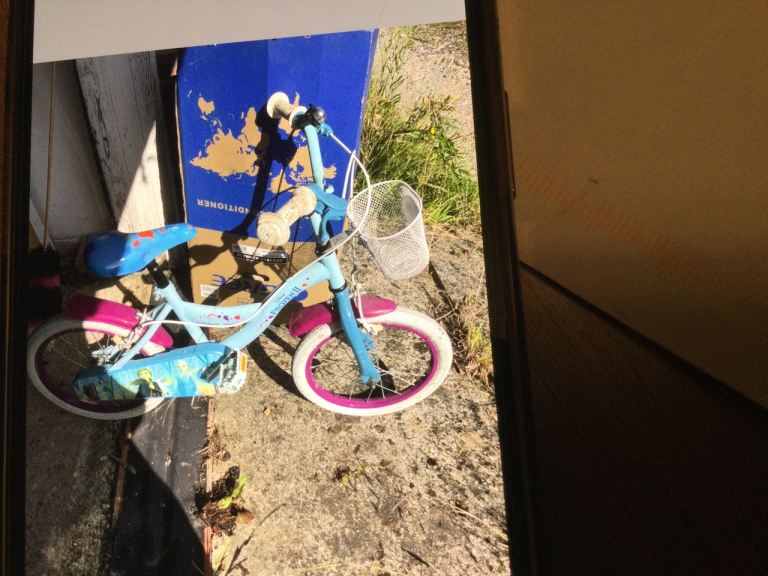 Girls Bike - Blue and Pink with Basket, Good Condition