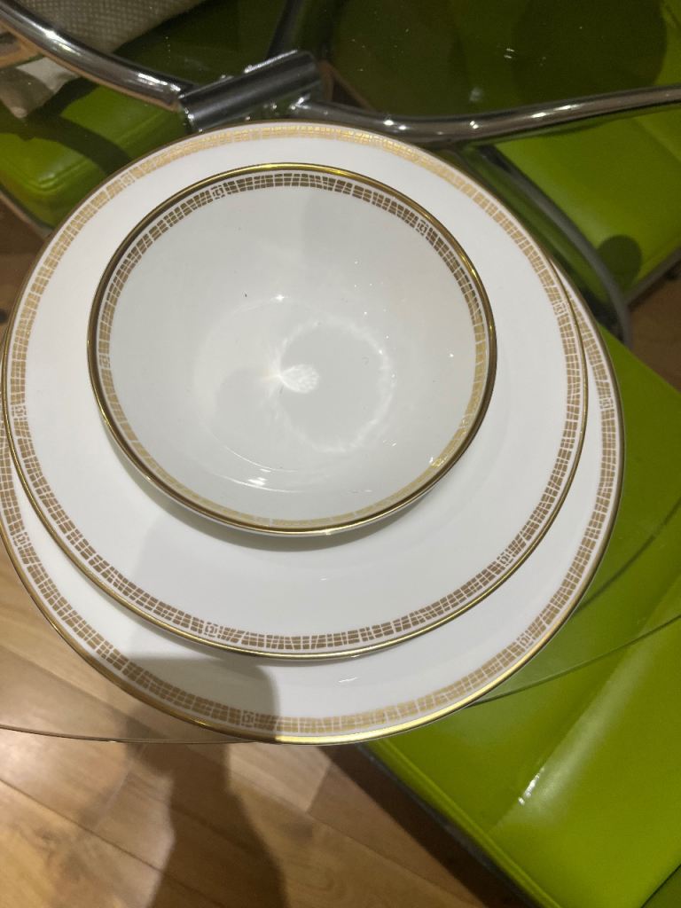 White and Gold Dinnerware Set - As Good As New