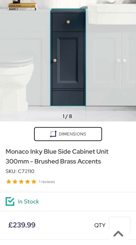 Monaco Bathroom Cabinet in inky blue