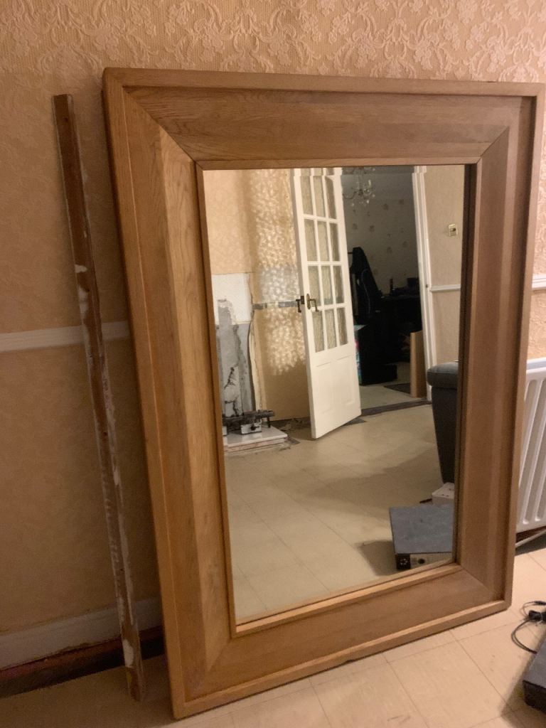 Solid oak framed mirror