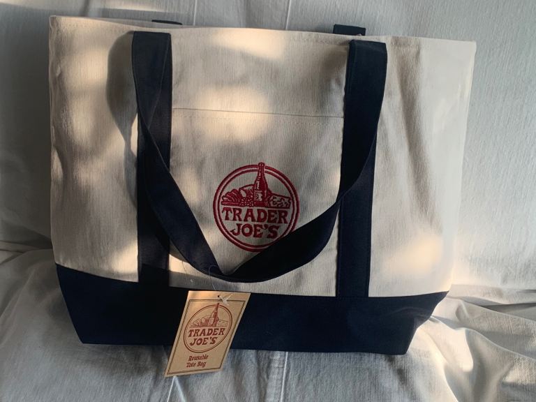 Large Trader Joe’s Canvas Tote Shopping Bag Shoulder Bags Blue