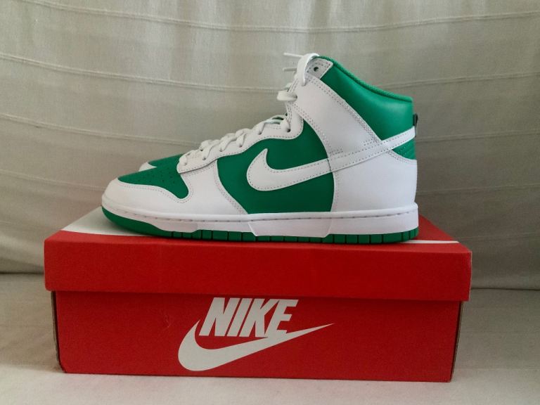 Nike Dunk High Retro Trainers White and Green Brand New
