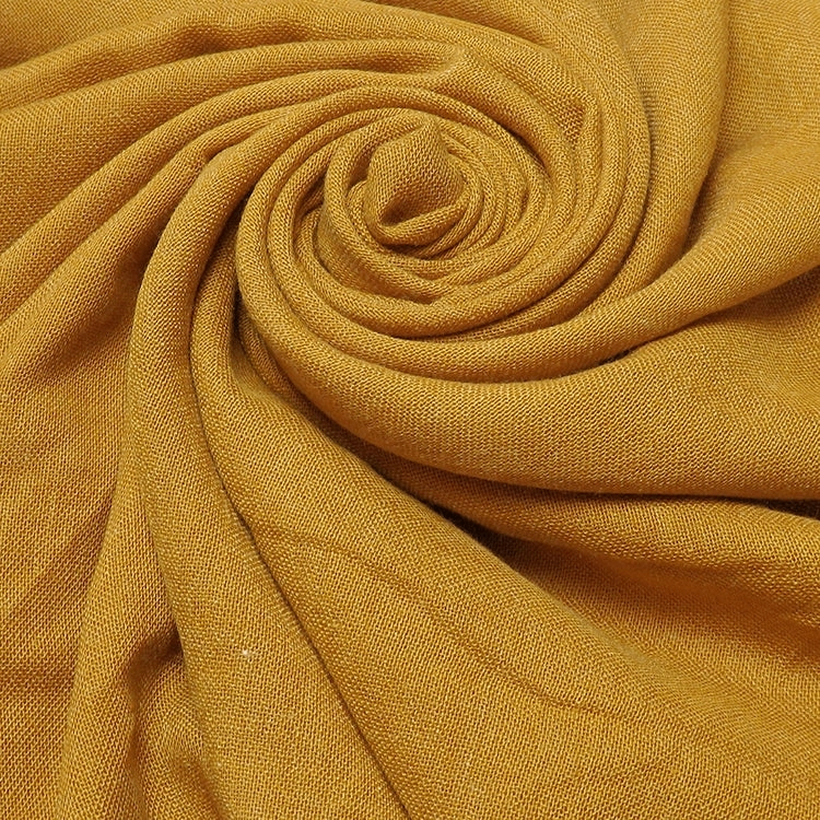 Brand New Large Quality Cotton & Wool Plain Scarf fringe Mustard 210cm x 100 cm.