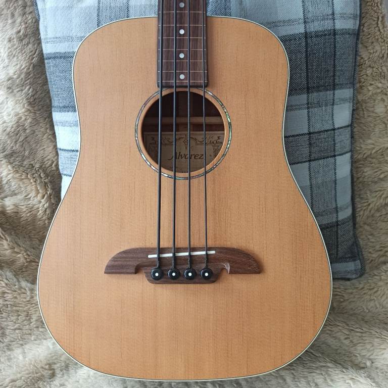 Alvarez electro-acoustic travel bass, lined fretless