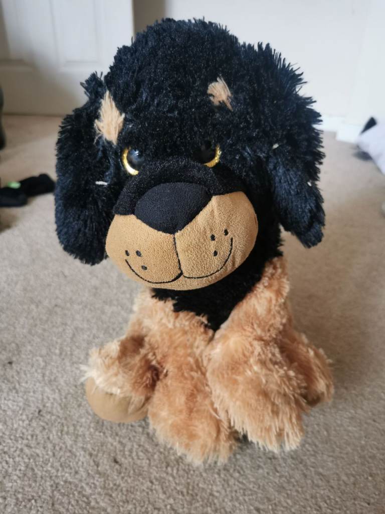Vintage Black and Tan Rottweiler Puppy Dog Soft Toy