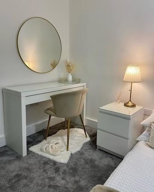 Gold rim round mirror 70cm
