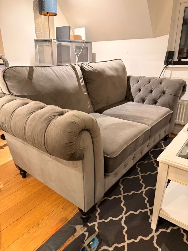 IKEA Grevie Chesterfield Sofa with footstool