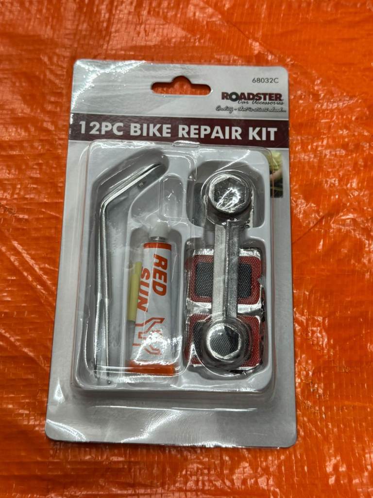 Roadster 12-Piece Bicycle Tire Tube Repair Kit with Multi-Tool and Patch Patches 