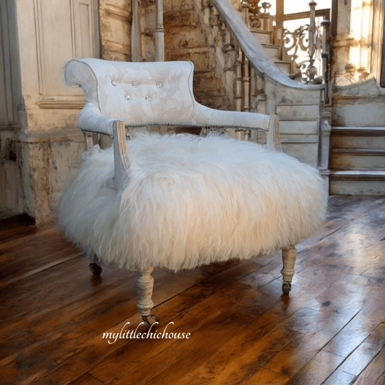 Victorian Captain Decorative,Accent Chair Natural Icelandic Sheepskin Cover Seat