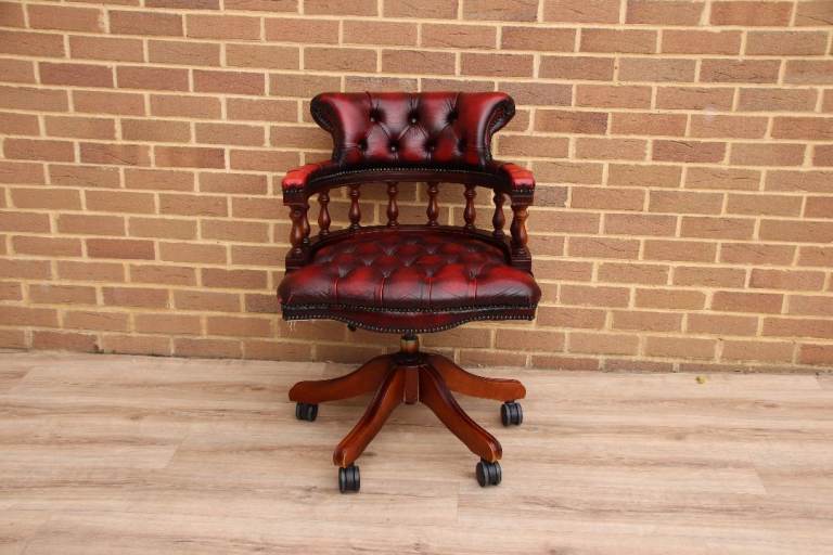 Vintage Chesterfield Ox Blood Captains Chair (UK Delivery)