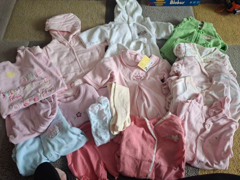 Baby Clothes Bundle - Pink, Green, White - Good Condition