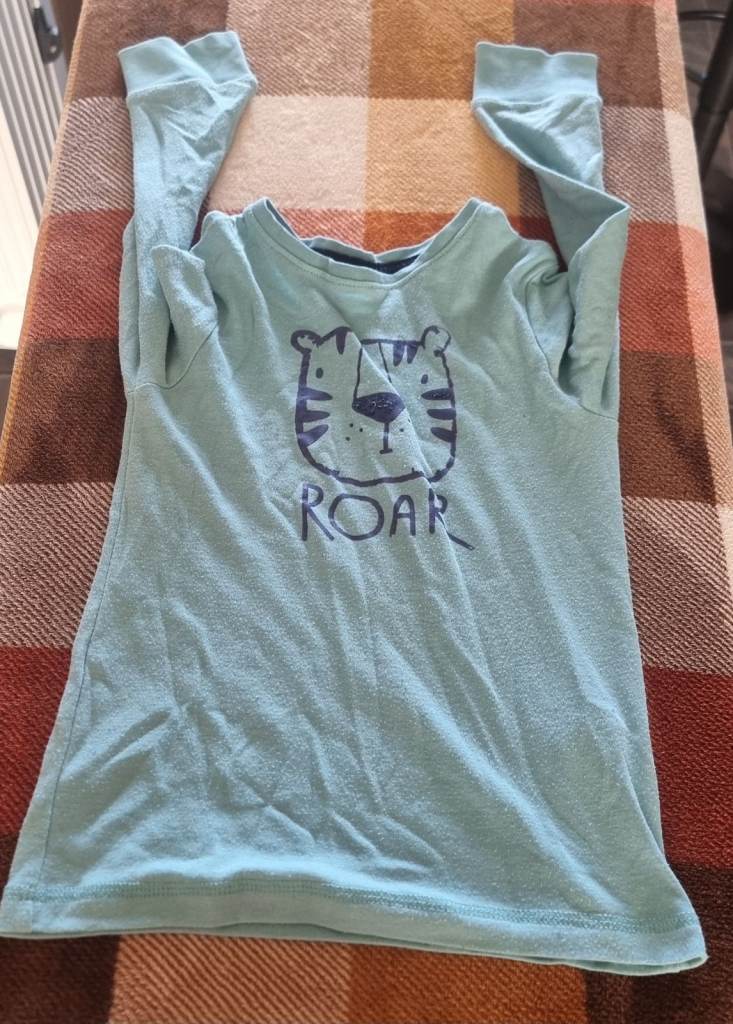 George Kids Pyjama Set 5-6 Years – Blue Tiger Print