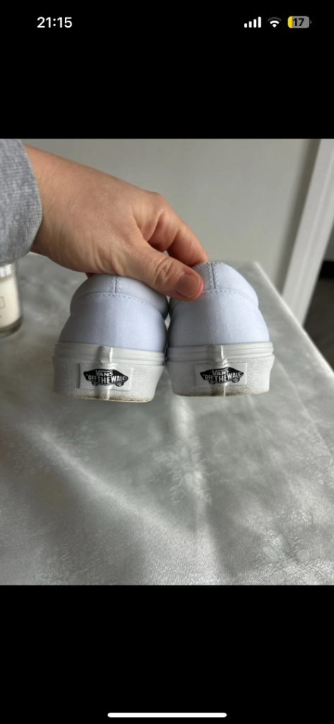 Woman’s worn once size 5 slip on white vans 