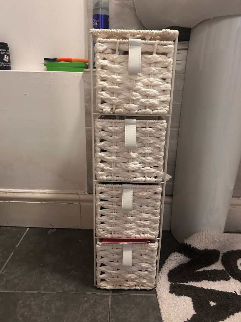 Wicker basket storage unit 