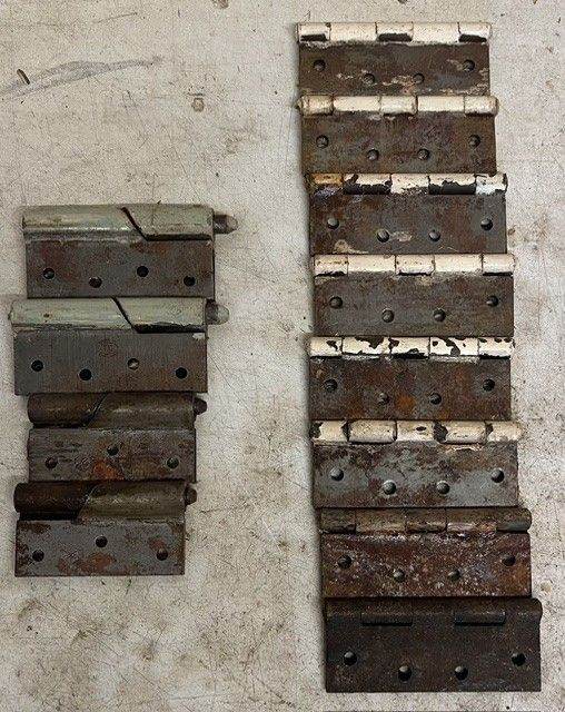 Job Lot of Metal Door Hinges, all functional, including two pairs of rising buts.