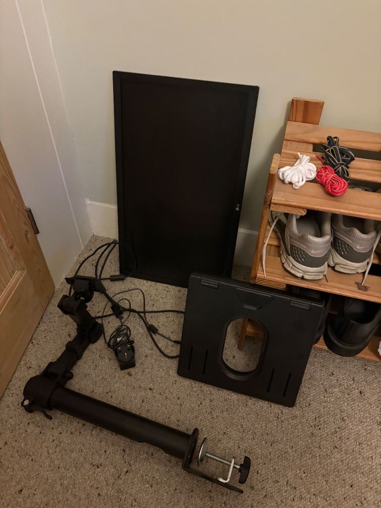 Black Computer Monitor with Desk Mount Arm