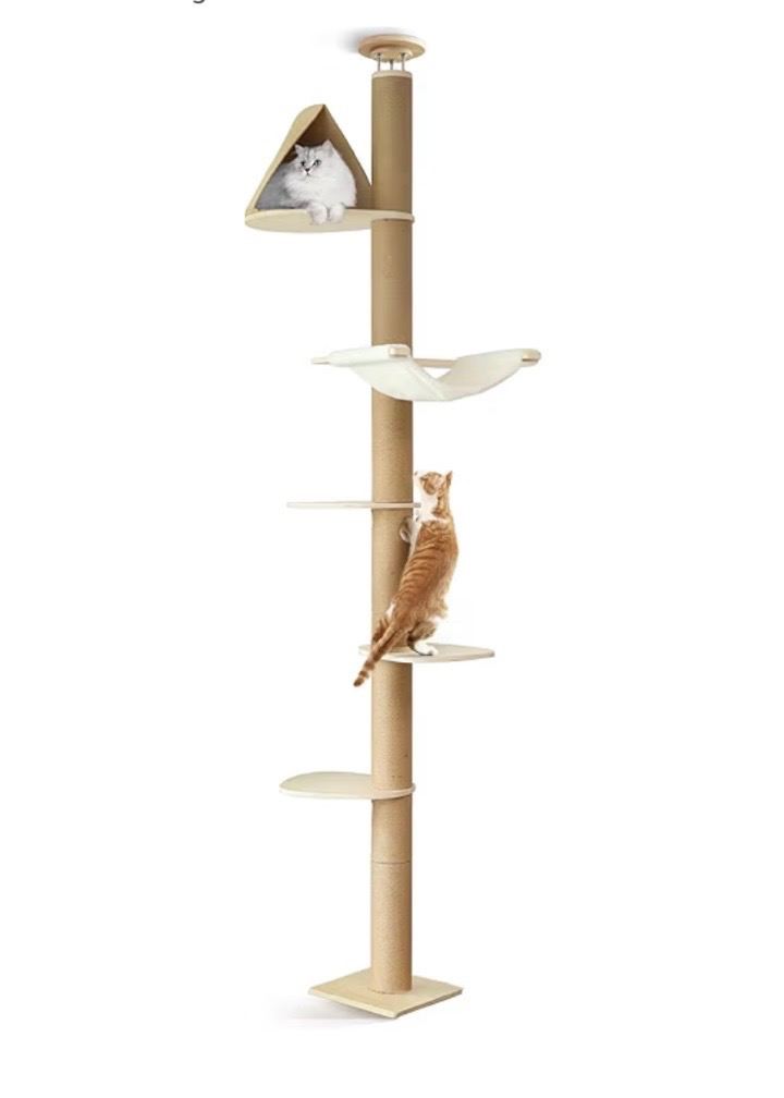 Tall Cat Tree with Multiple Levels, Hammock, and Condo