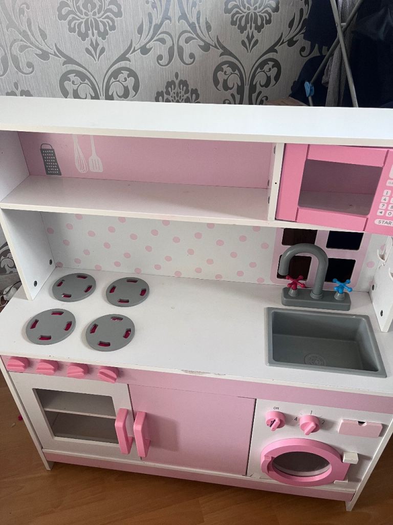 Pink play kitchen 