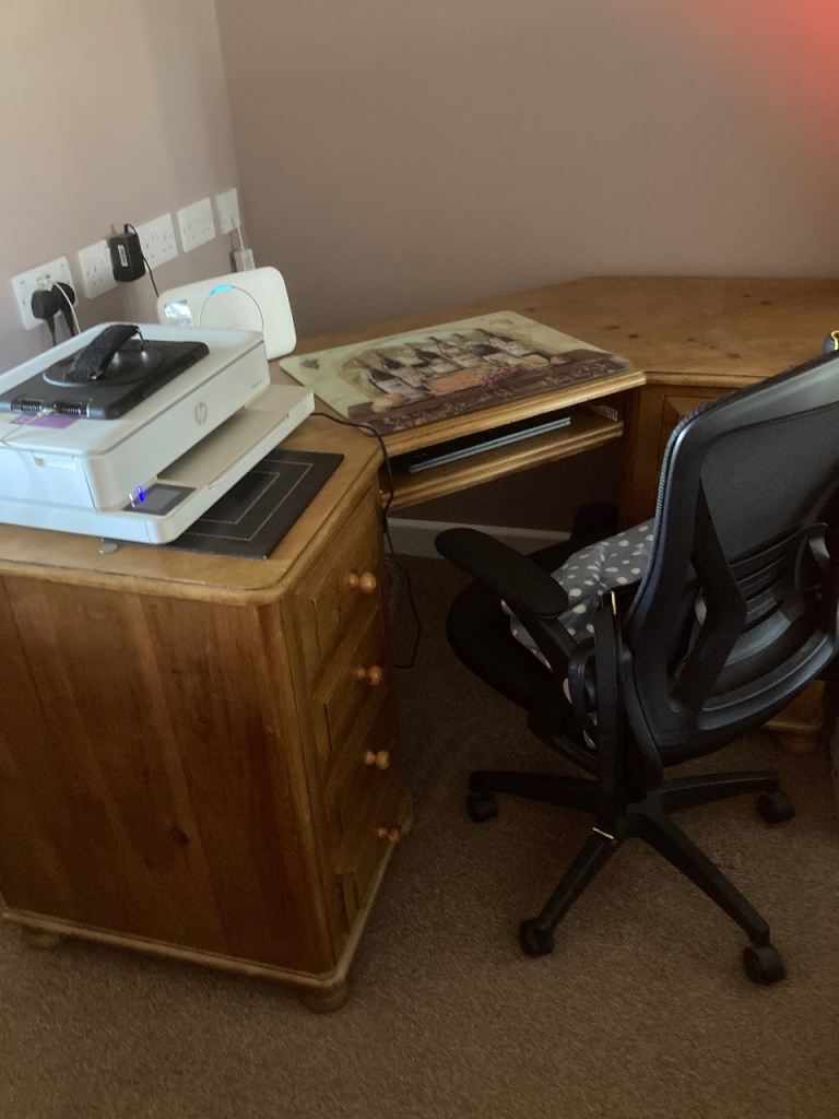 Solid built pine Desk with 8 drawers 