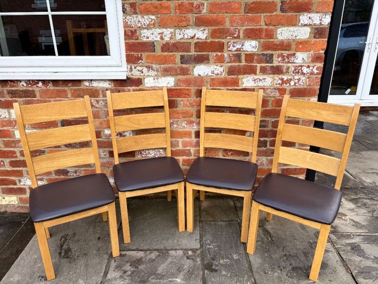image for Set of 4 x Natural Oak Dining Chairs - Good Condition 