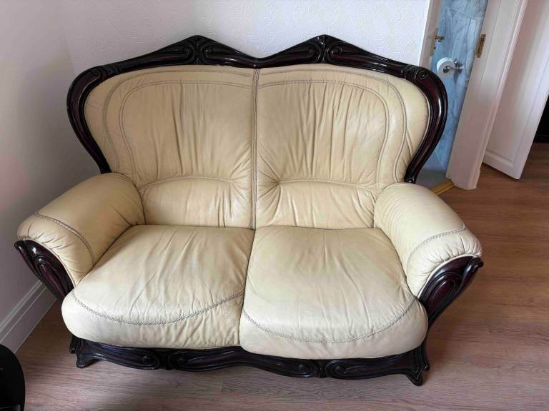 Cream Leather Sofa