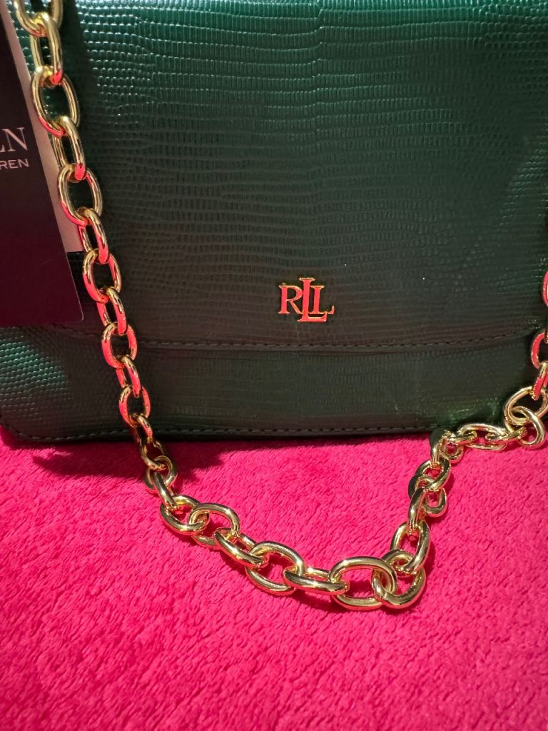 Ralph Lauren Green Bag with Gold Chain