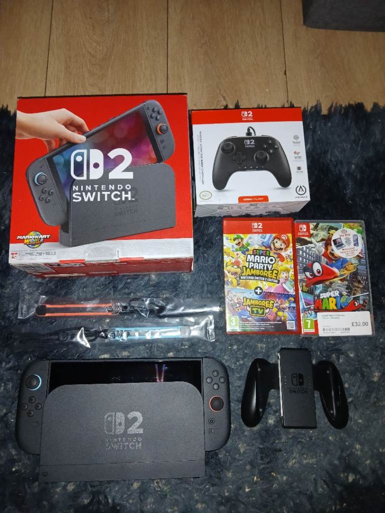 Nintendo Switch Console with Wired Controller & Mario Games