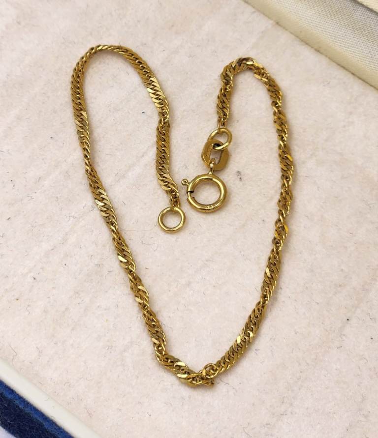 9ct gold Singapore twist bracelet Italian 7.5 inch layer stack not scrap Christmas