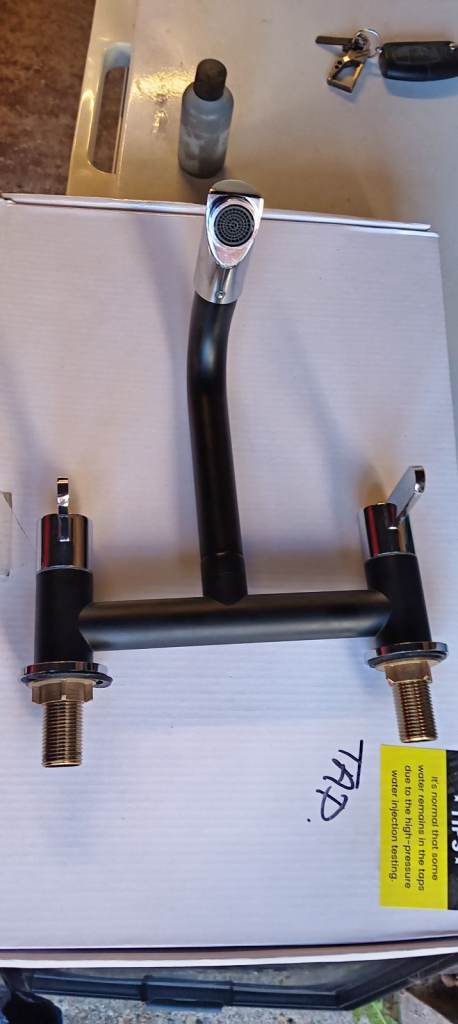 New Black Kitchen Mixer Tap with Chrome Accents