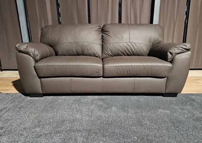 Brown Leather 3 Seater Sofa