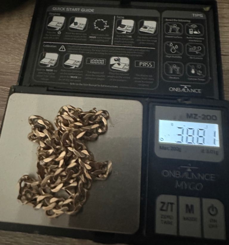 Heavy Gold Curb Chain Necklace – Good Condition