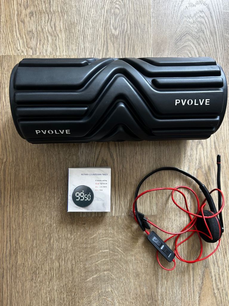 Pvolve Foam Roller, Headphones, and Timer Set