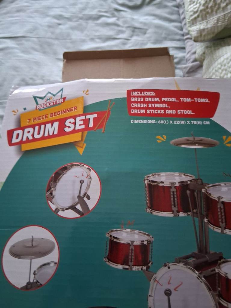 Inja Rockstar 7-Piece Beginners Drum Set – Hardley used in Box £10