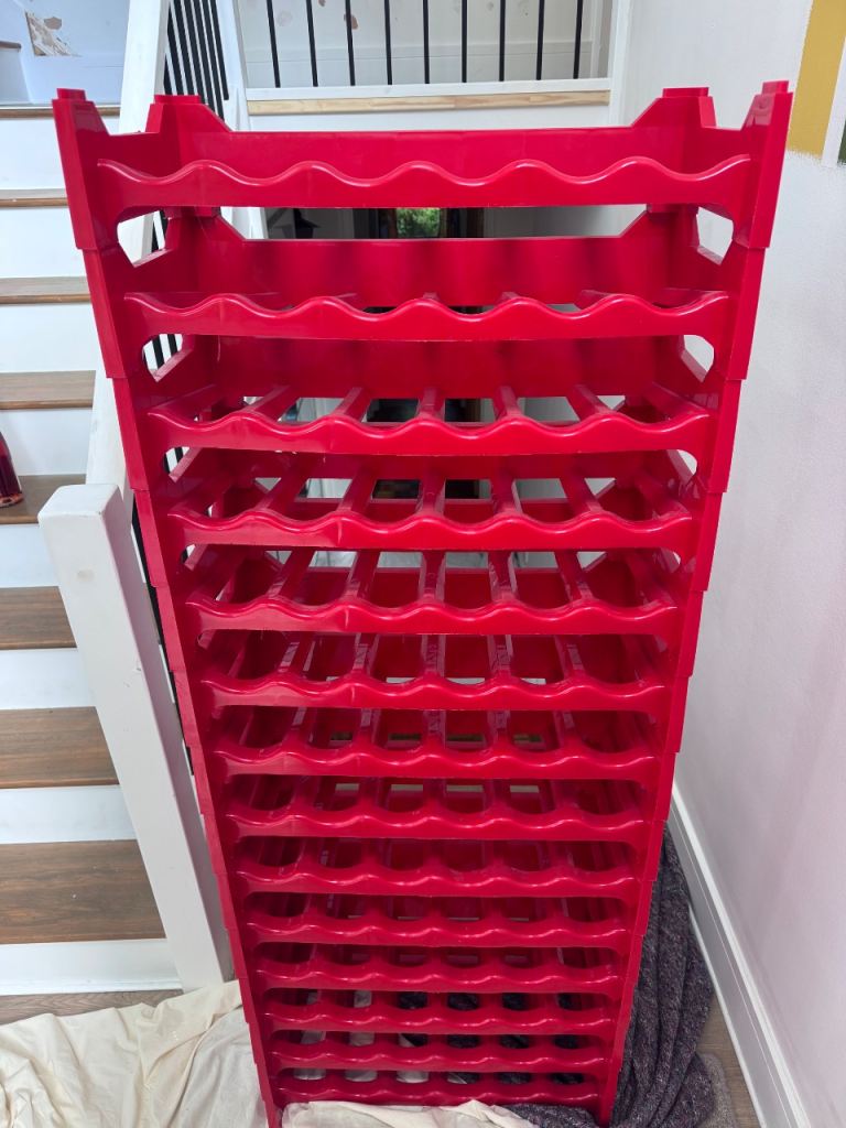 Large Red Plastic Wine Rack – Holds 72 Bottles
