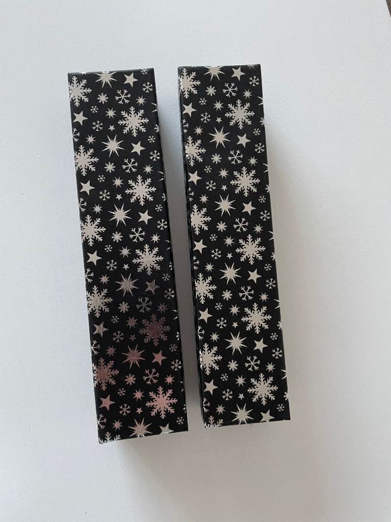 Two Black Gift Boxes with Snowflake Design – As Good As New