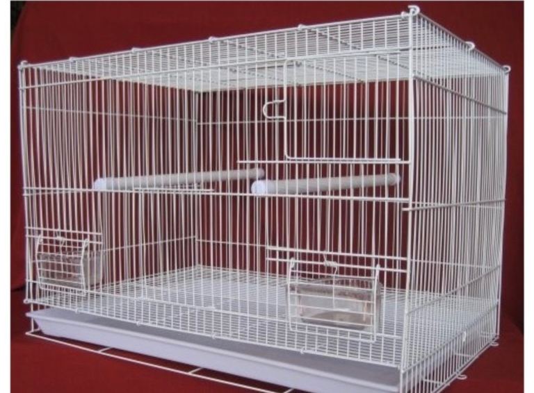 Bird Metal Cage Solid Iron with tray, perches Food and water pot NEW
