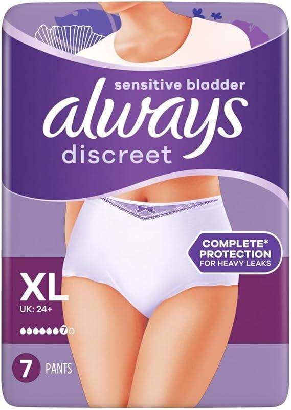 Size XL - Pack of 7 - new and unopened - Always Discreet Incontinence Pants