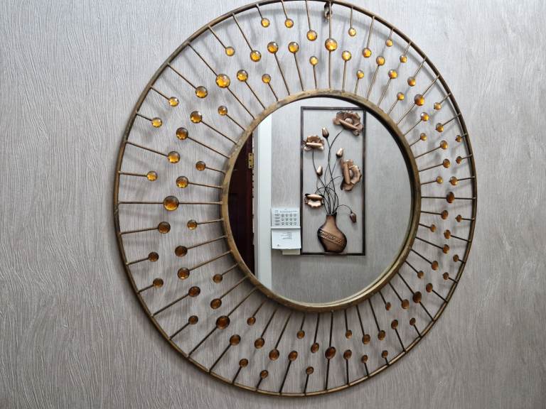 Large bronze circular mirror