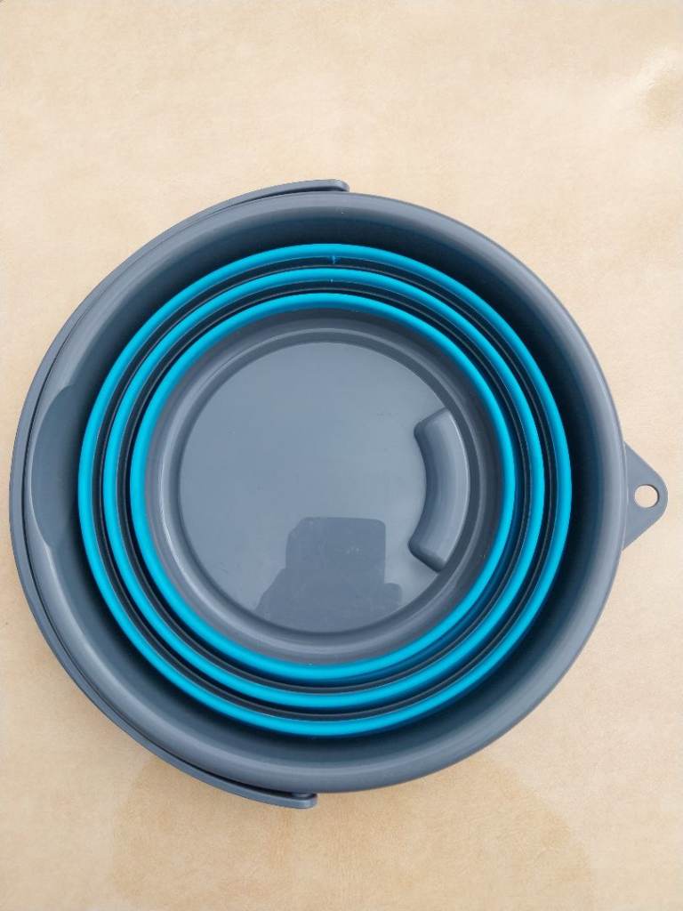 Collapsible Camping Bucket – Grey and Blue, Good Condition