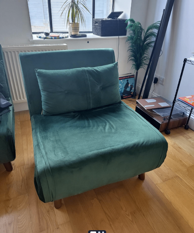 Single Sofa Bed - Green Velvet