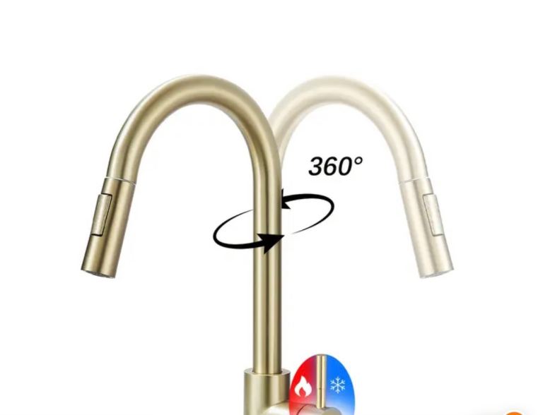 BRAND NEW BOXED Brushed Nickel Golden Kitchen Faucet 
