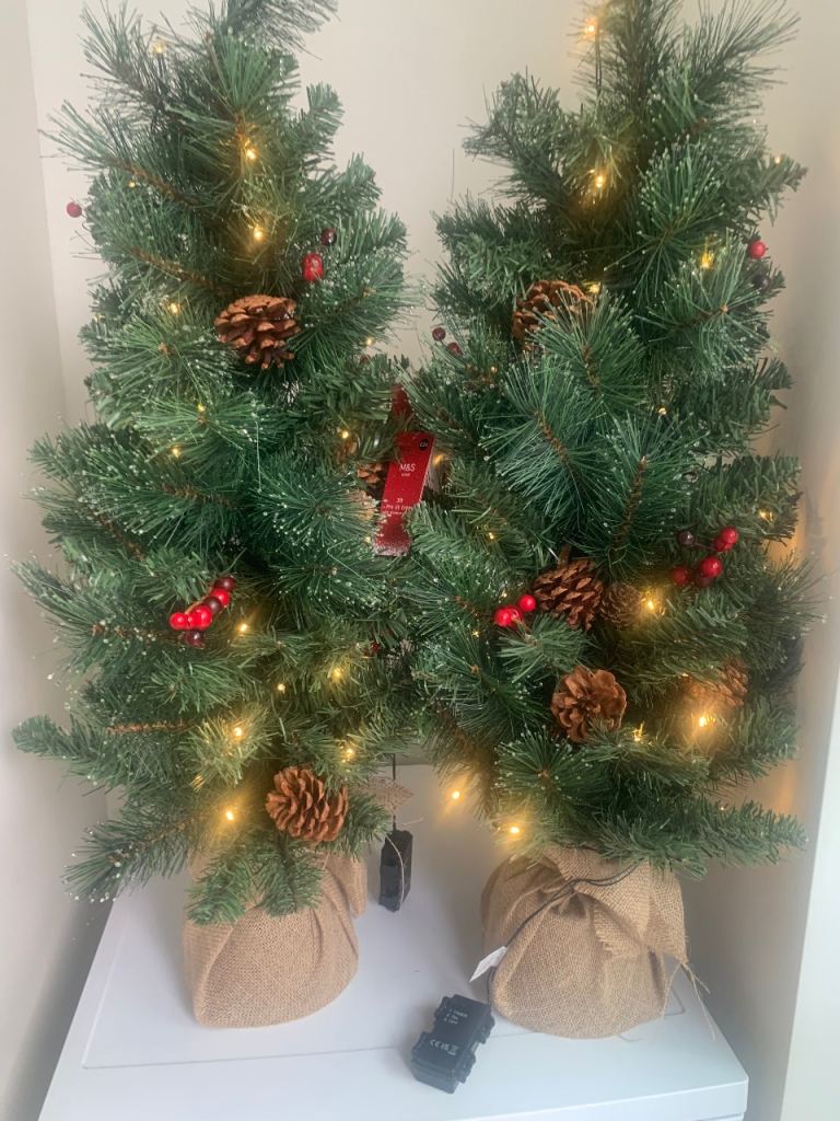 Brand new 3foot pre lit berry marks and spencer Christmas tree x 2 