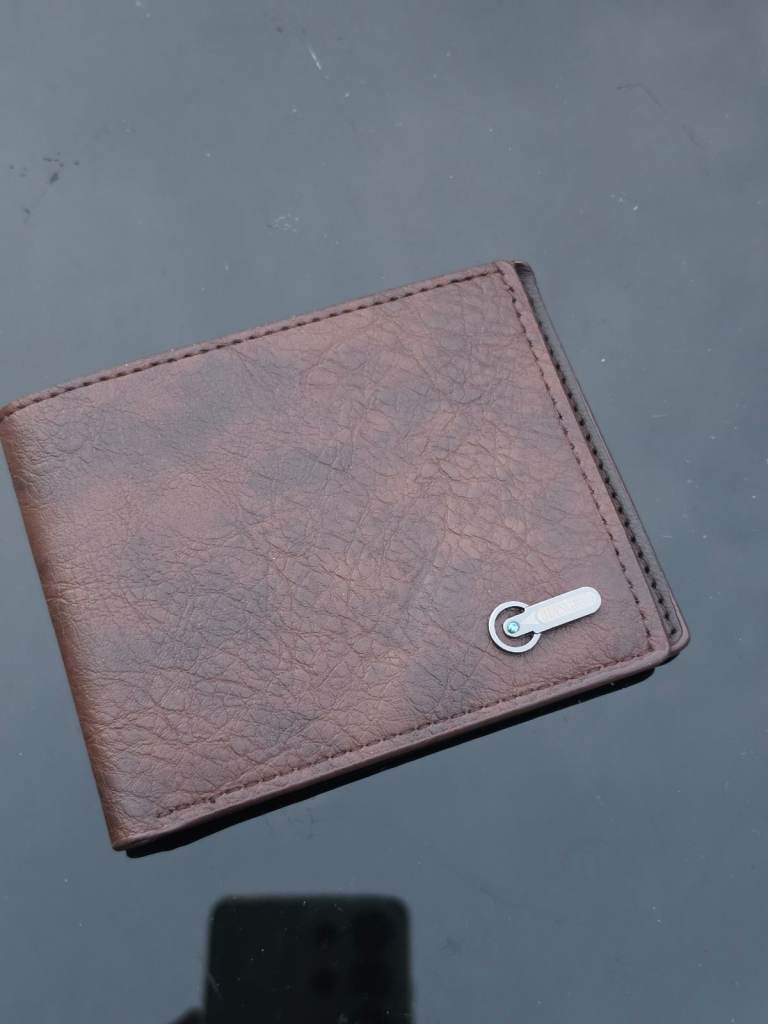 JIANGBO Brown Bi-Fold Wallet Men's Textured Wallet