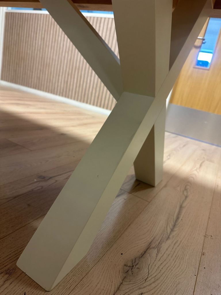 Wayfair Longview Oak Solid Wood Dining Table Buttermilk Cream X Cross Legs rrp £850