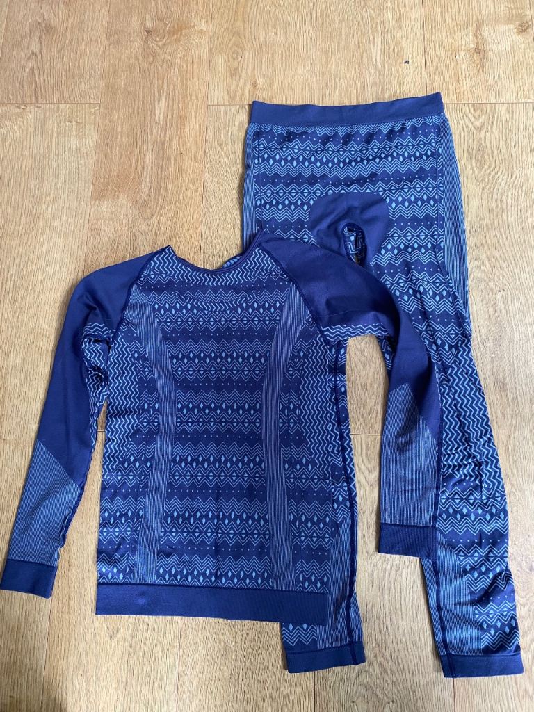 Blue Patterned Thermal Base Layer Set – Excellent Condition