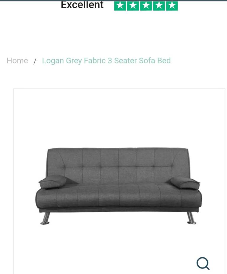 grey fabric birlea logan sofa bed