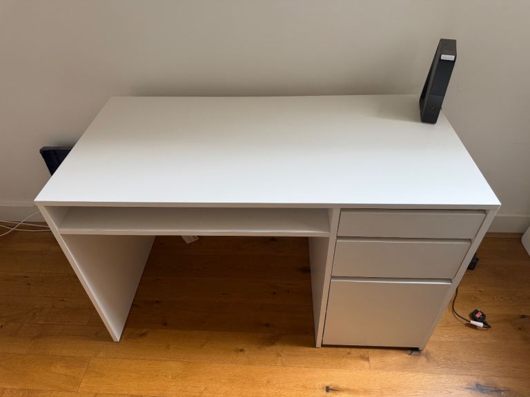 White Desk with Drawers and Shelf ikea 