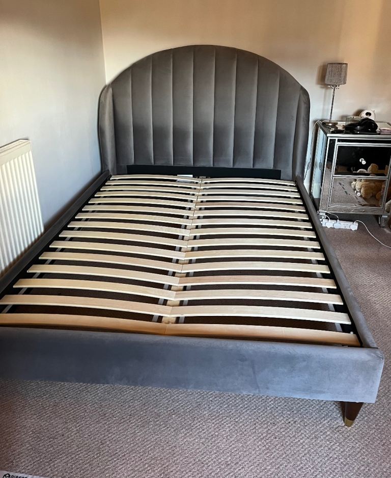 Next Stella Grey Velvet Double Bed Frame