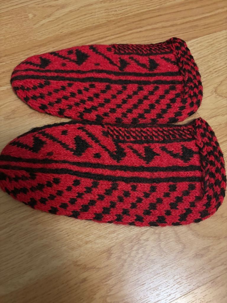 Handmade knitted slippers 