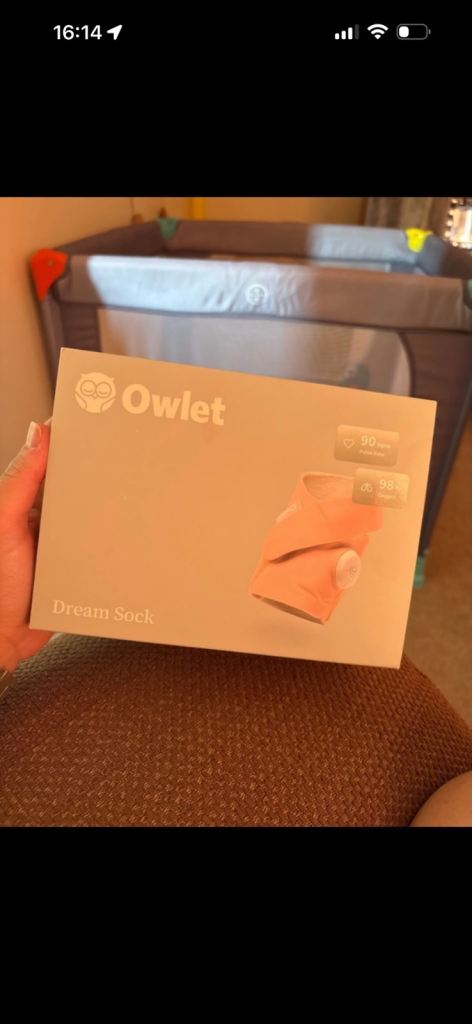(SOLD) Owlet Dream Sock Baby Monitor – Dusty Rose colour